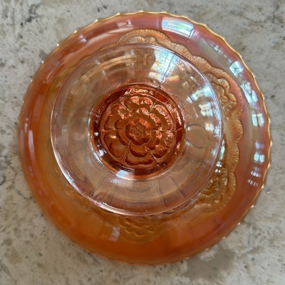 ANTIQUE~DUGAN DIAMOND CARNIVAL GLASS~’DOUBLE STEM ROSE’~MARIGOLD OPALESCENT~G13 - Picture 3 of 4